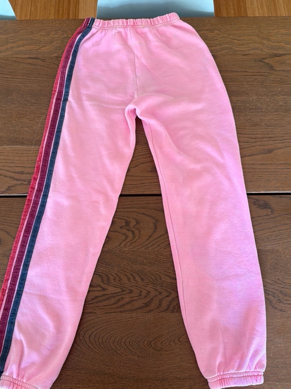 Kids Pink Fleece Jogger Pants with Side Stripes